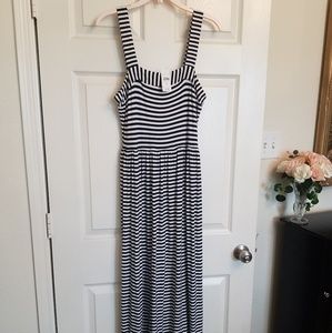 LOFT Navy striped maxi dress